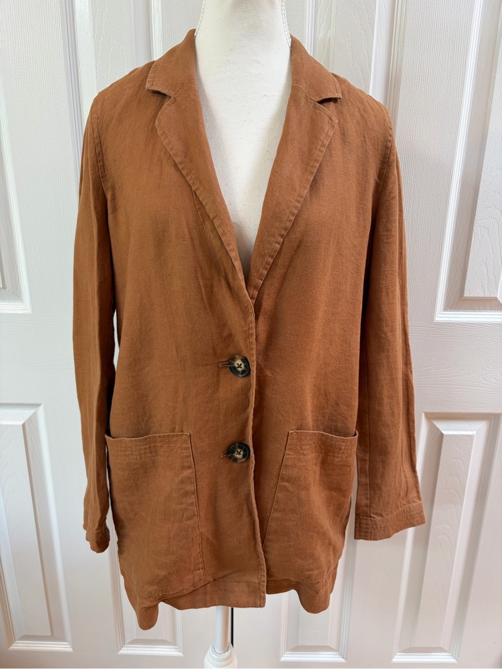 Madewell Hickory Brown Dorset Oversized  100% Linen Blazer Size S
